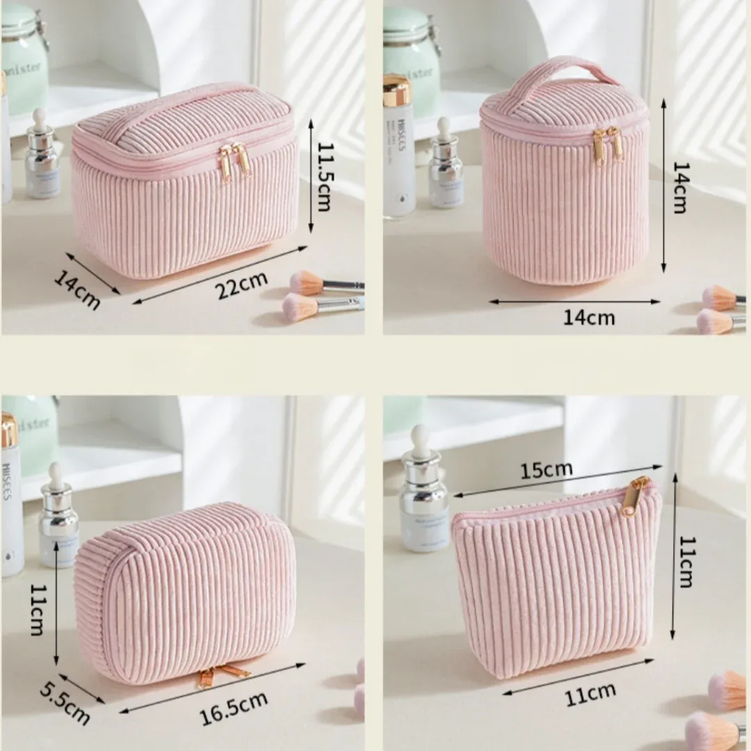 4 pièces sac cosmétique organisateur de rangement de maquillage sac de maquillage gonflé pochette cosmétique pour voyage portable velet grand sac de toilette organiz