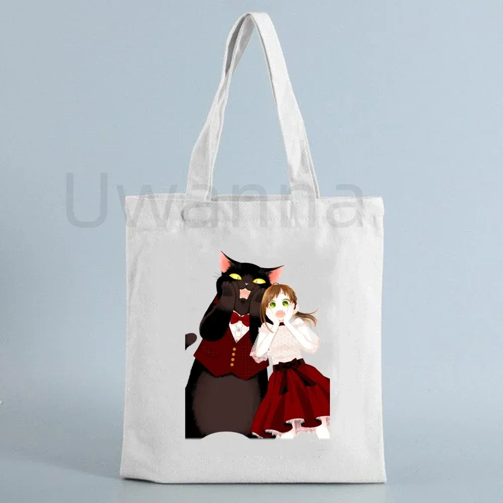 sac à bandoulière en toile de dessin animé, fourre-tout big cat yukichi, le chat masterful est déprimé à nouveau aujourd'hui, sacs de courses, sacs à main d'épicerie
