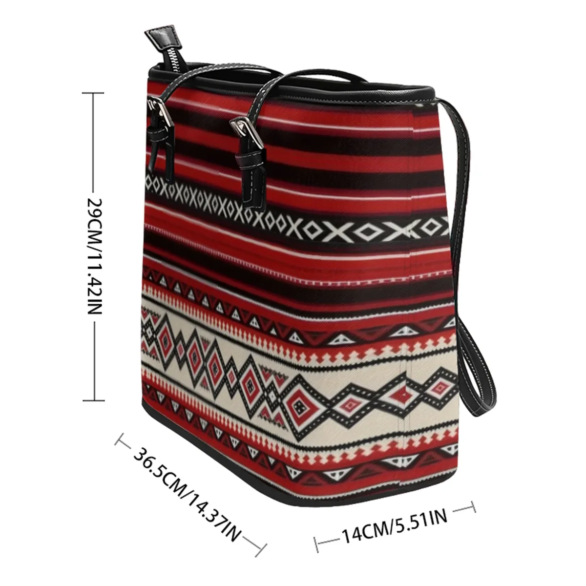 sac à bandoulière en cuir pvc oxford imprimé aztèque rétro, fourre-tout léger à fermeture éclair, minimaliste, usage quotidien, sac à main convertible pour le travail et le week-end