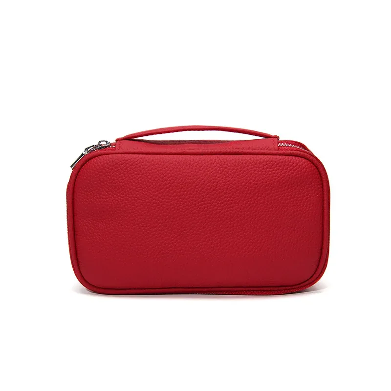 trousse de toilette de voyage en cuir de vachette grande capacité personnalisable avec nom, sac cosmétique zippé de luxe simple pour femme, trousse de maquillage tendance personnalisée pour dames