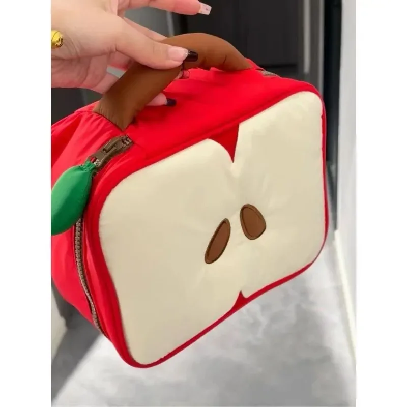 pochette de rangement de voyage pour cosmétiques et articles de toilette, motif pomme de dessin animé mignon, sac de maquillage pour femmes, sac à main pour femme, cadeau