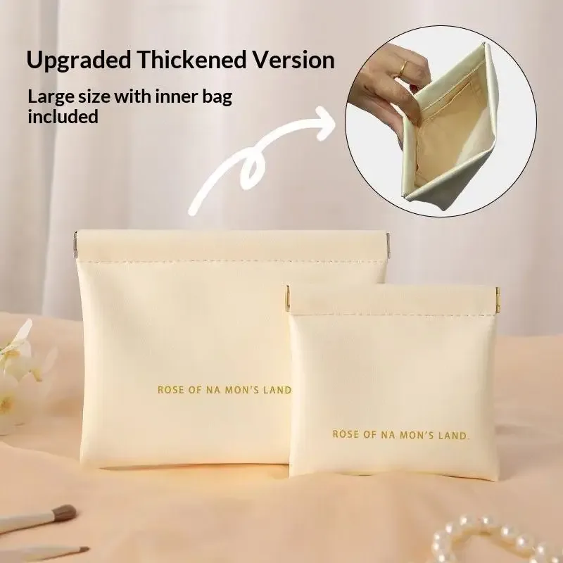 sac de rangement avec fermeture automatique, sac de rangement pour écouteurs filaires, porte-monnaie en pu, mini sac portable pour rouge à lèvres et maquillage