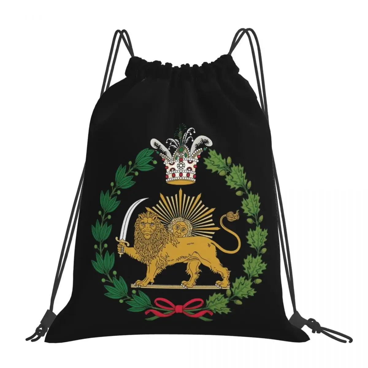 sac à dos avec emblème du drapeau de l'iran, soleil et lion de perse, sacs à cordon de serrage à la mode, sacs de rangement, sacs à livres pour étudiants en voyage