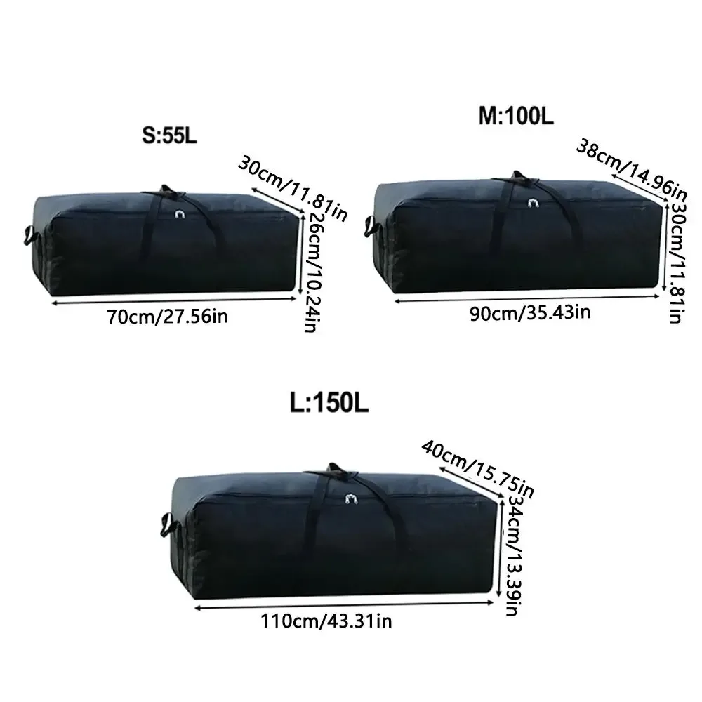 sac de voyage de très grande capacité 55l/100l/150l, sac à main de randonnée en tissu oxford pliable et étanche, double fermeture éclair, grande ouverture
