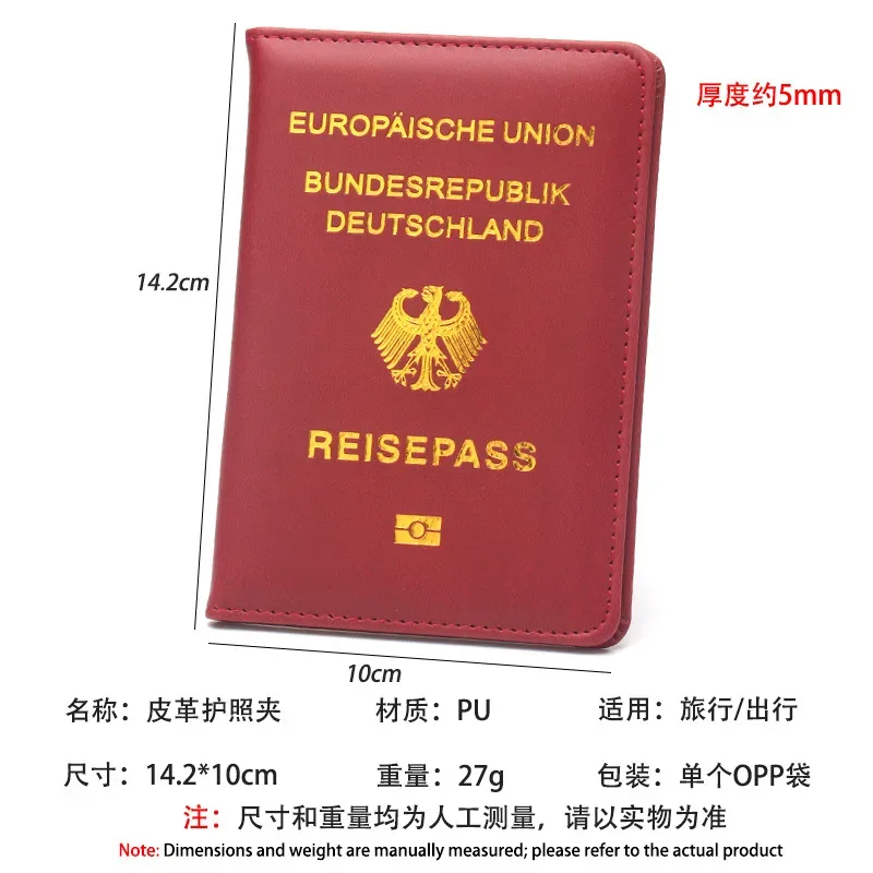 porte-passeport allemand pour hommes et femmes, couverture de passeport en cuir pu, étui pour passeport portable, porte-carte d'identité, porte-billet, accessoires de voyage