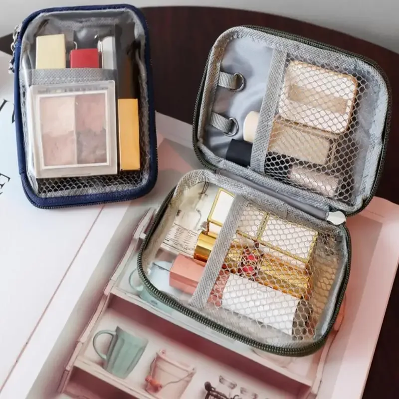 pochette organiseur cosmétique transparente, sac portable transparent pour rouge à lèvres et écouteurs bluetooth, utilisation quotidienne en extérieur