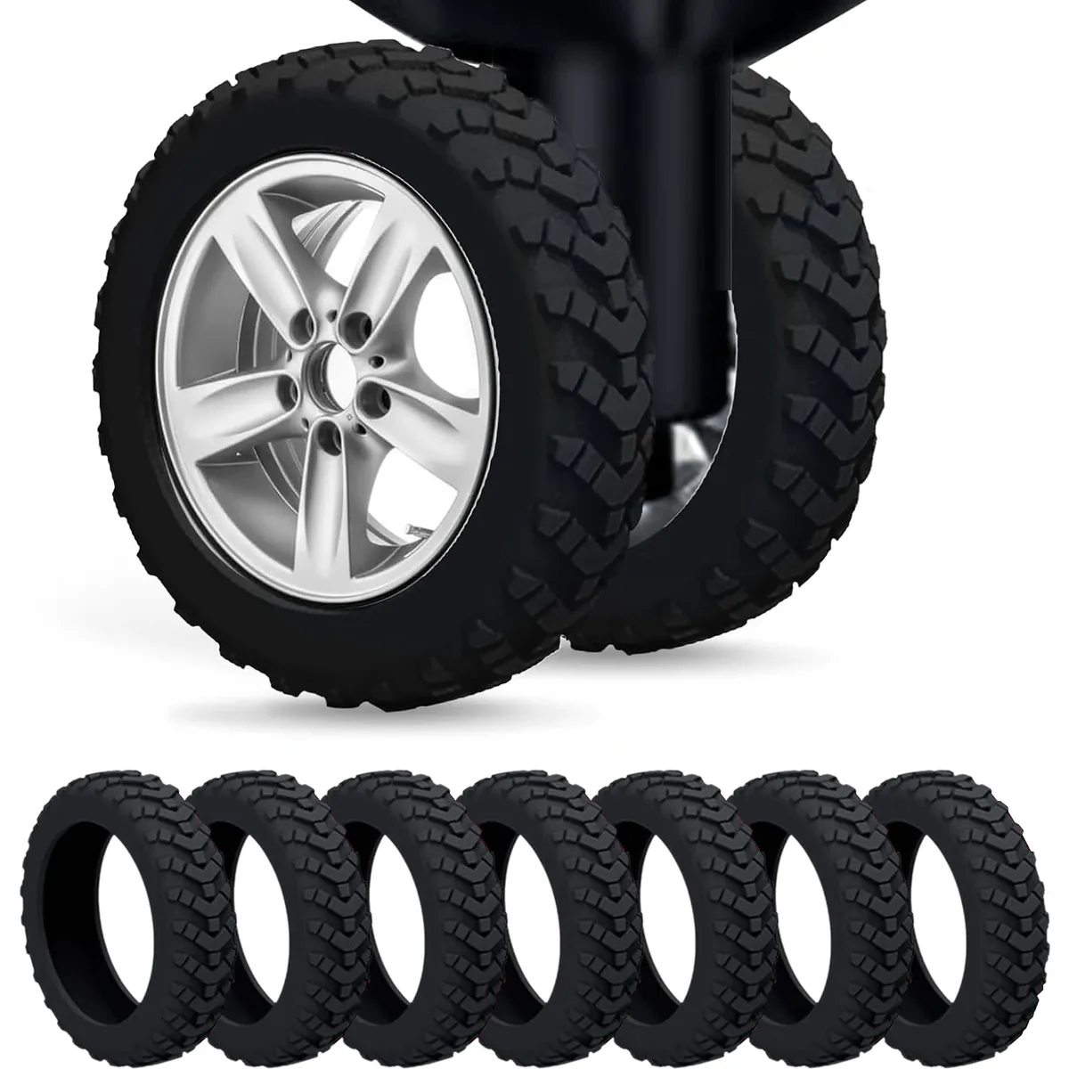 8 pièces/paquet, protections de roues en silicone à texture épaisse pour bagages, réduisent le bruit, couvre-roues pour bagages de voyage, accessoires pour bagages