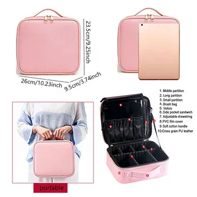 sac à cosmétiques professionnel pour femmes, trousse de maquillage de voyage en cuir, outil de beauté de grande capacité, brosse de maquillage, boîte de maquillage d'artiste