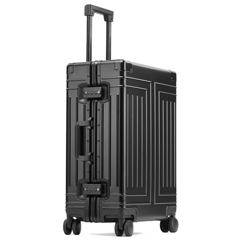 valise de voyage 100% alliage aluminium-magnésium, bagage à roulettes, bagage cabine