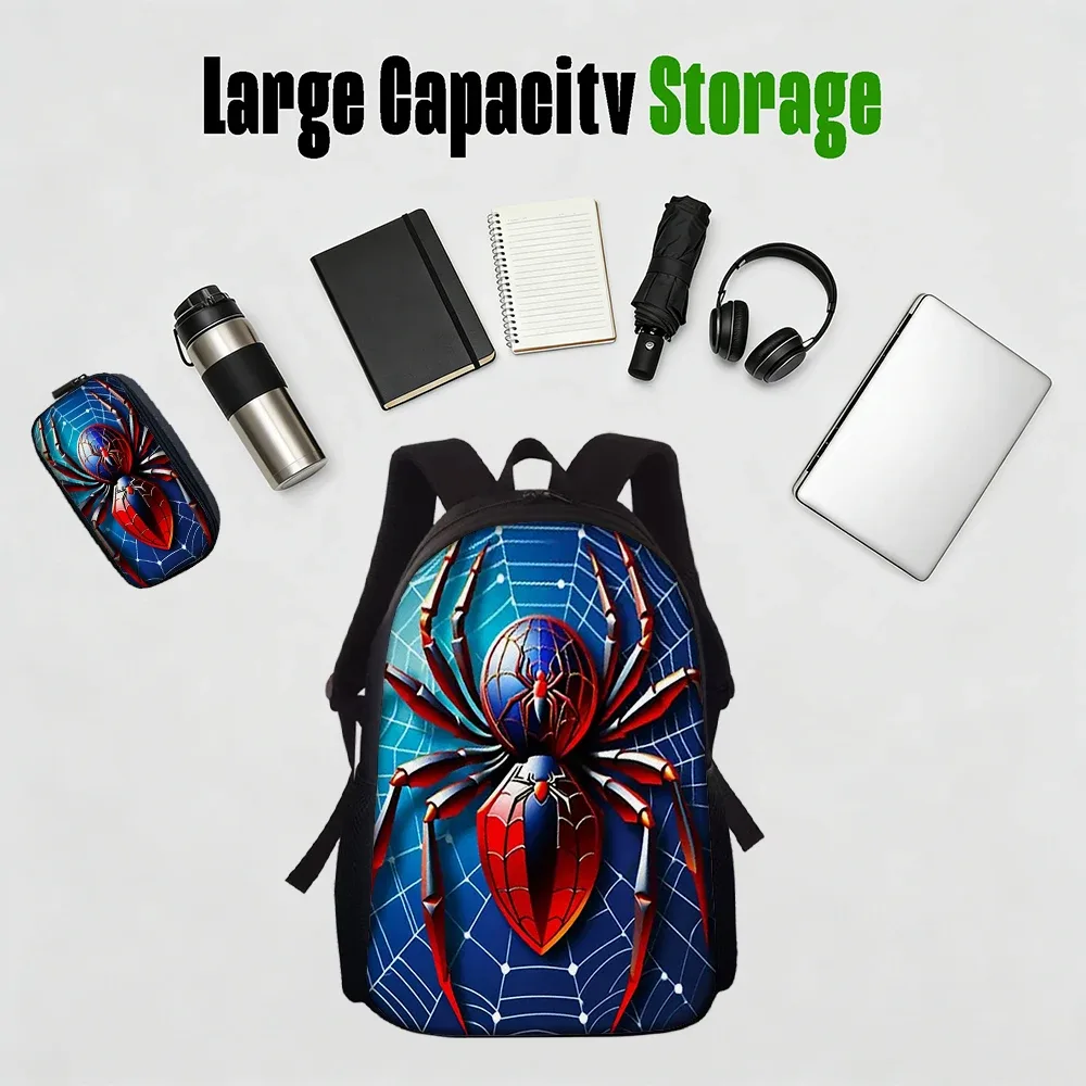 sac dos polyester arachnide rouge bleu noire enfant école couverture souple polyester doublure capacité inférieure vingt litres