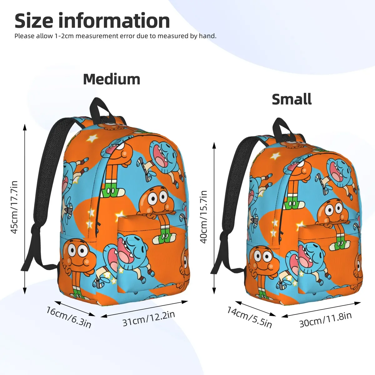 sac à dos the amazing world of gumball darwin swirl, sacs de voyage pour garçons et filles, sacs d'école durables de créateur, sac à dos décontracté