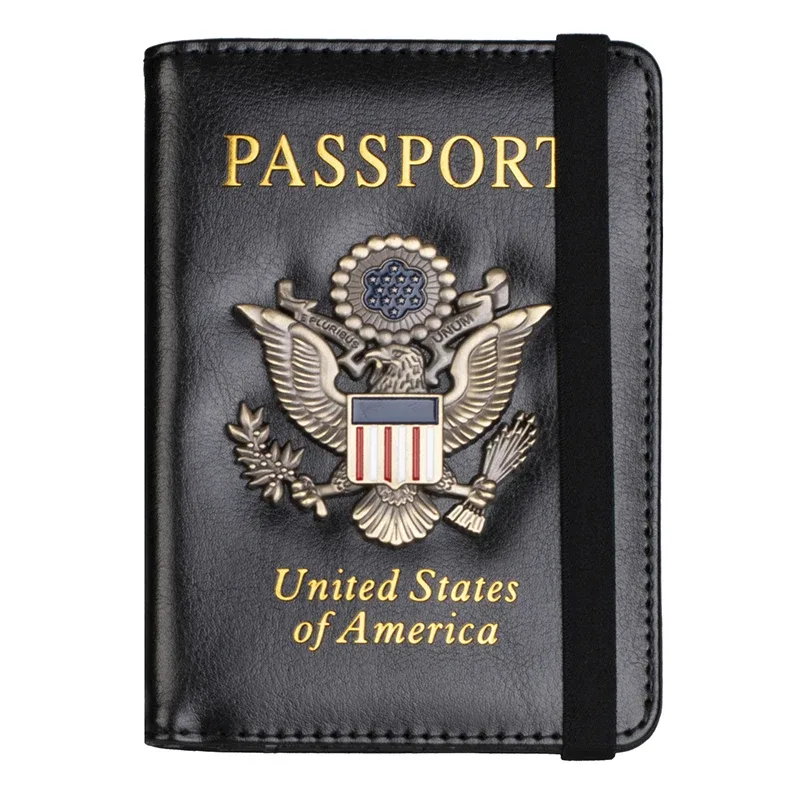 housse de passeport américaine en cuir pu, porte-passeport américain personnalisé pour hommes et femmes, étui pour documents de voyage américains