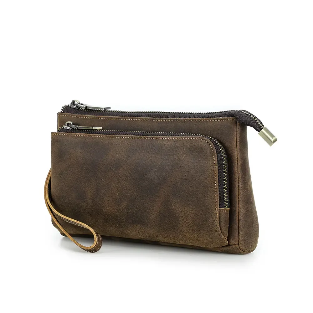 peau de vache hommes pochettes en cuir véritable hommes d'affaires voyage sacs à main grande capacité câble organisateur pochette sac à main style vintage
