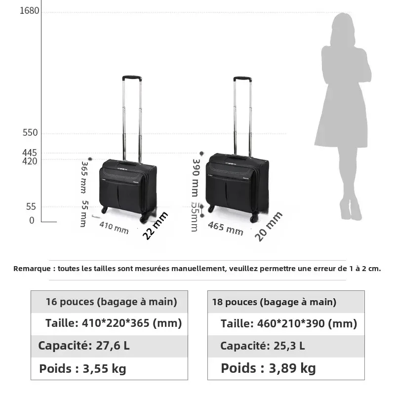 hanke hommes bagages de voyage d'affaires femmes valise à main roues spinner sac roulant 16 18 pouces