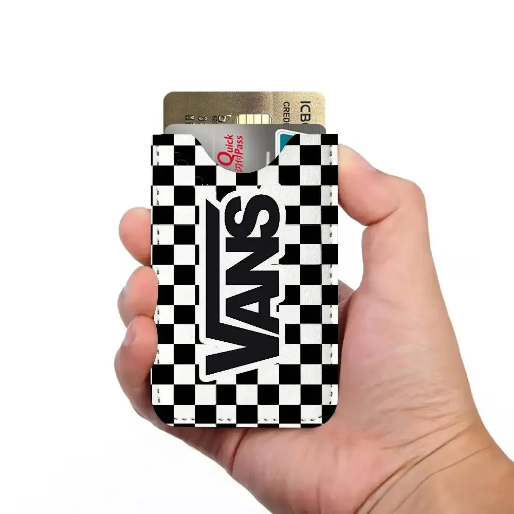 porte-cartes en cuir pu v-vans ultra fin, organisateur de cartes de crédit et d'identité, porte-cartes de visite léger