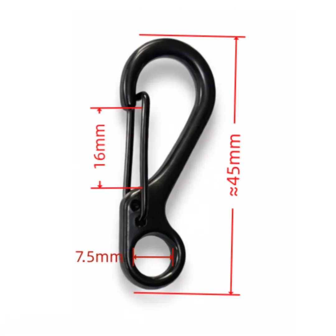 carabiner métal noir clip ressort sangles voyage camping escalade survie activités plein air randonnée utilisation rapide sécurisée conception robuste
