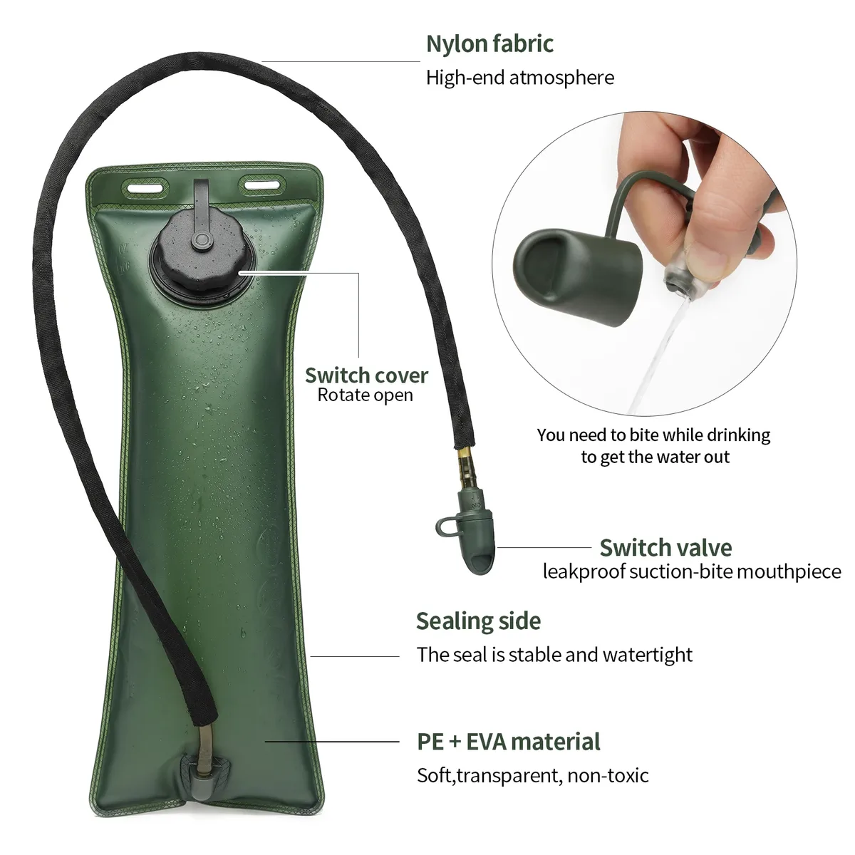 dulwater-sac à dos d'hydratation camel de classe militaire, avec vessie étanche de 3l, pour la course, le jogging et le cyclisme