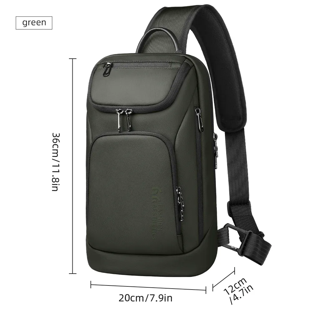 hk – sac à bandoulière multifonction pour hommes, sac à bandoulière étanche, adapté à l'ipad de 11 pouces, sac messager léger pour voyage et plein air