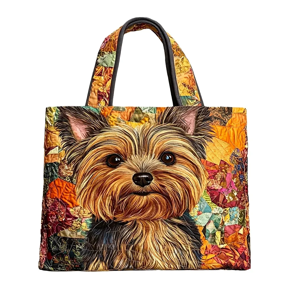 sac à main matelassé pour femme, motif chien yorkshire terrier amusant, sac à bandoulière décontracté pour le shopping quotidien
