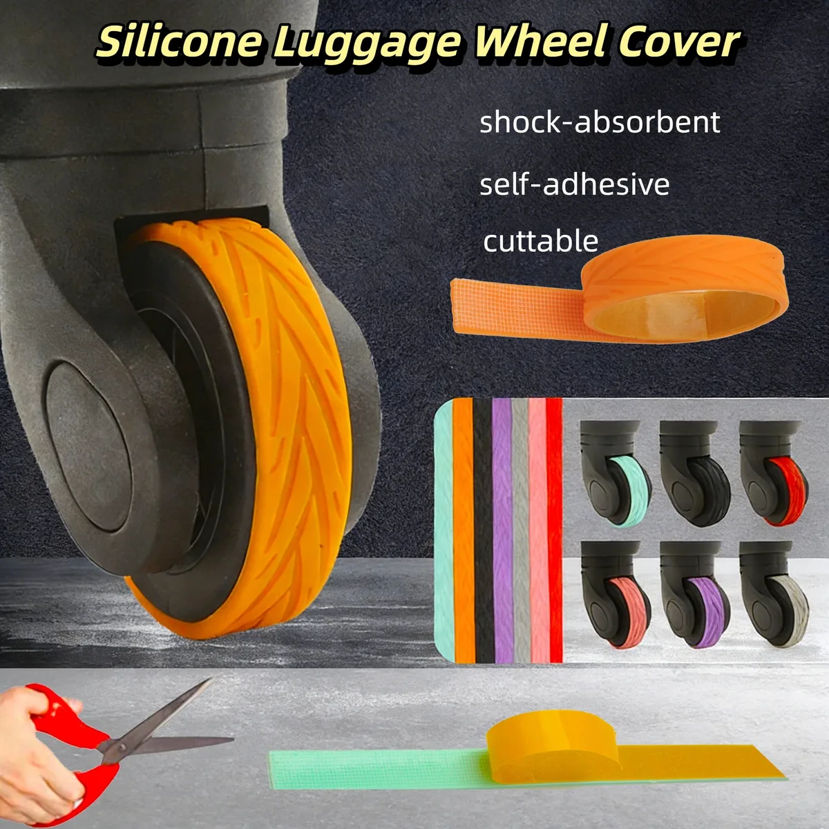 Couvercle Roue Valise Silicone Anti Usure Bande Adhesive Antiderrapante Design Silencieux Protection Choc Absorption Chocs Travail