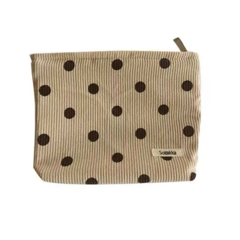 trousse de maquillage vintage en velours côtelé pour femmes, trousse de toilette, sac à main portable de grande capacité, pochette de rangement