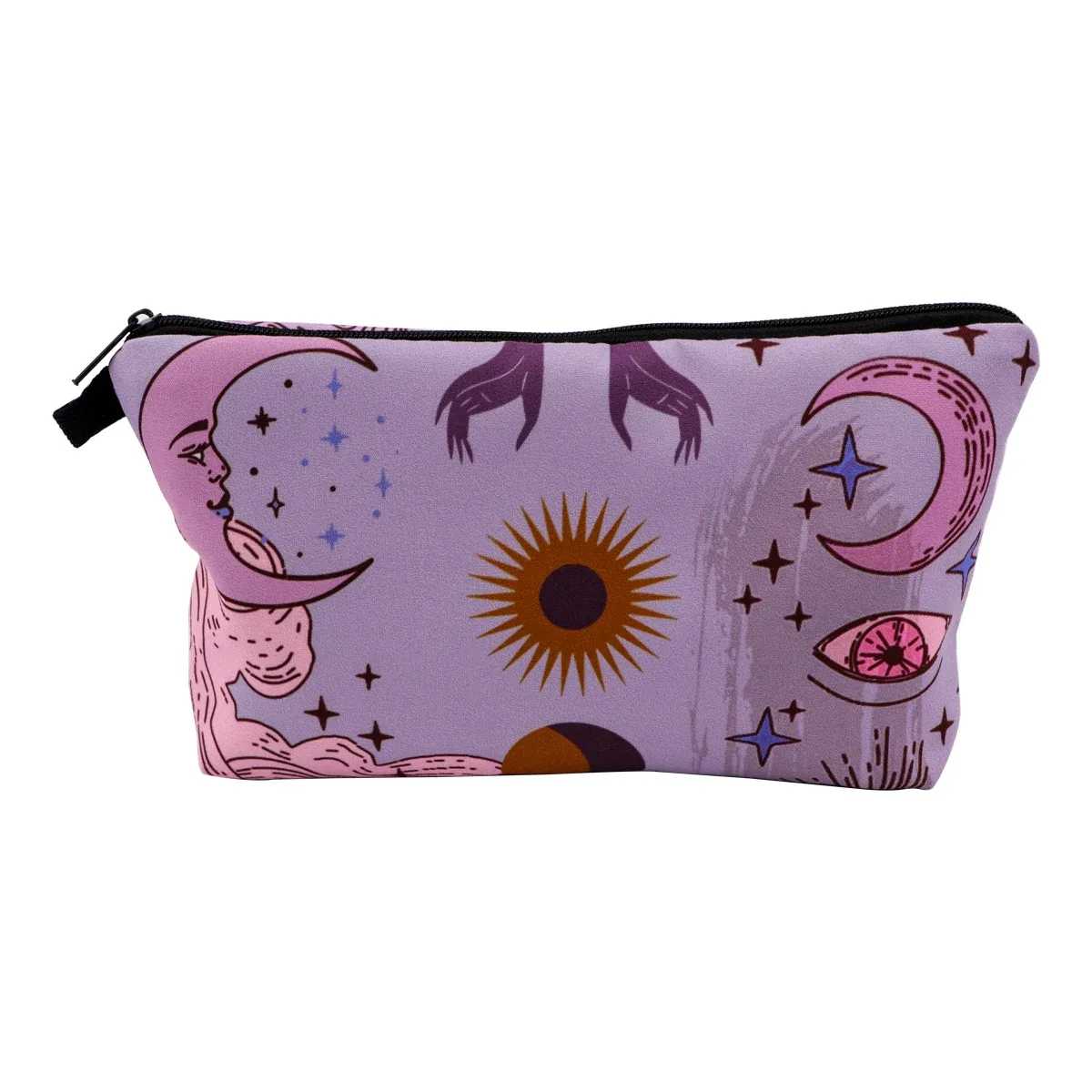 sacs à cosmétiques ciel étoilé en marbre, portables pour femmes, sac de rangement de voyage visage soleil lune rouge à lèvres cosmétiques petits sacs étui de rangement
