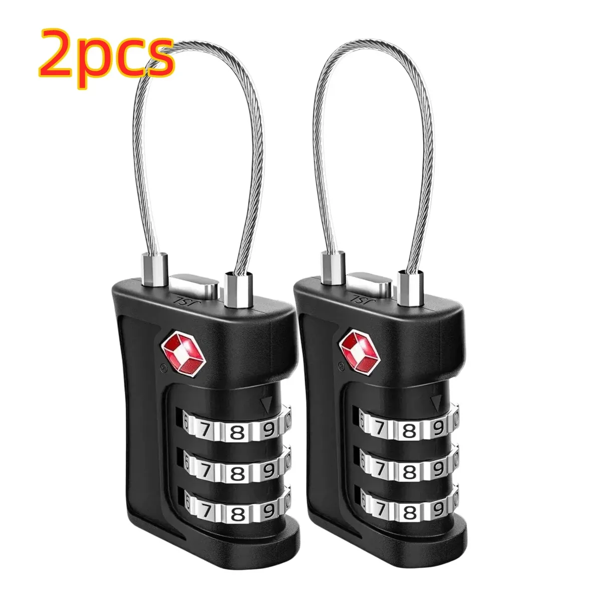 cadenas code modifiable serrure tsa plastique abs noir design contrasté sécurité voyage abus resistant motif uni modifiable longue durée