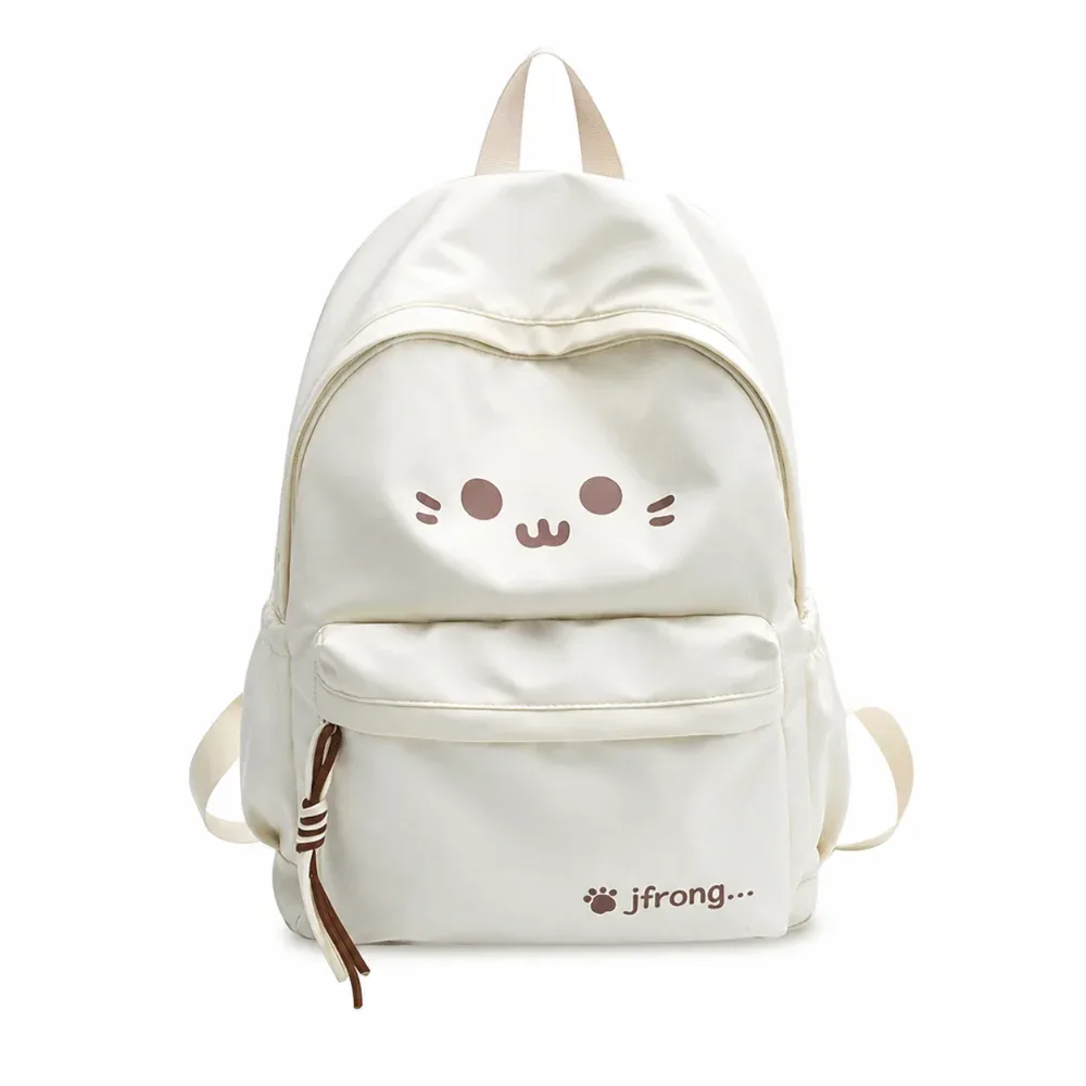 sac à dos de voyage imprimé mignon et tendance, en nylon, couleur unie, sac d'école pour étudiants, multi-poches, grande capacité, sac à dos pour ordinateur portable