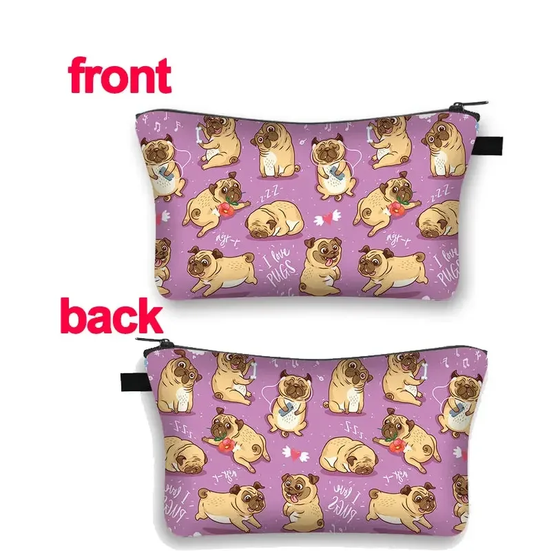 sacs à cosmétiques imprimés chien carlin 3d, motif pékinois mignon pour trousse de maquillage, organisateur nécessaire pour femmes, mini sac à main de voyage