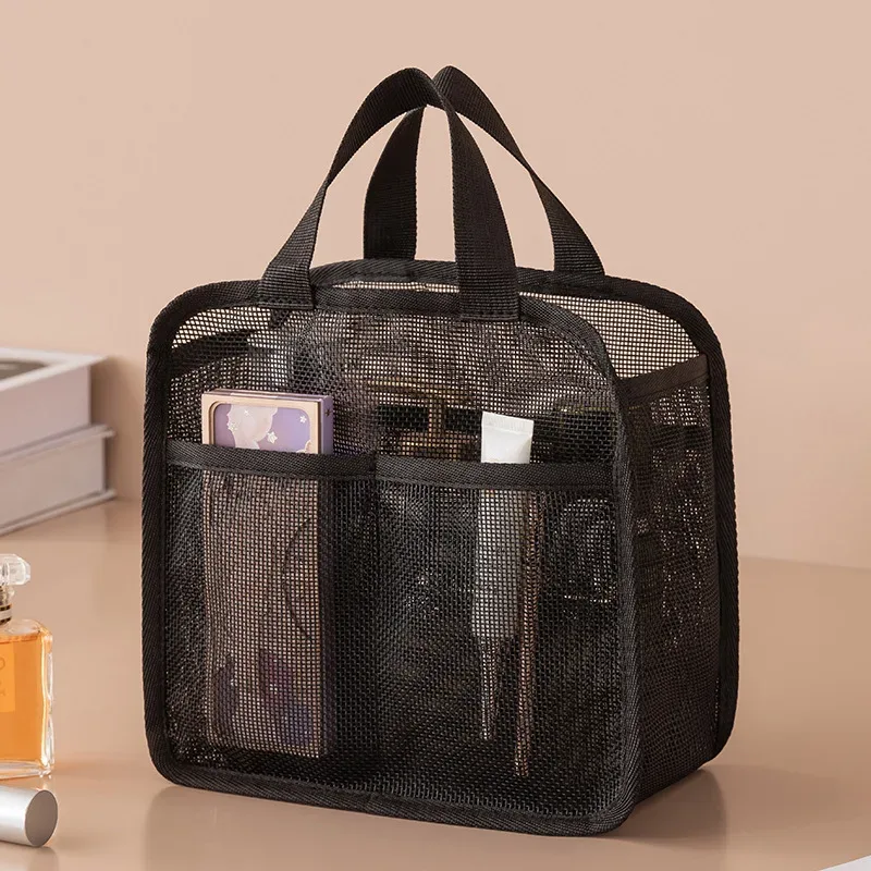ensemble de trousses de maquillage en maille respirante 3 pièces, organiseur de toilette portable de voyage, rangement cosmétique étanche pour femmes et filles