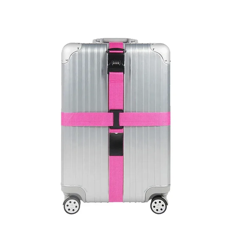 sangle de valise à verrouillage par code, sangle de bagage réglable, ceinture de fixation croisée, accessoires essentiels de voyage, fournitures pour valises, sangle de fixation