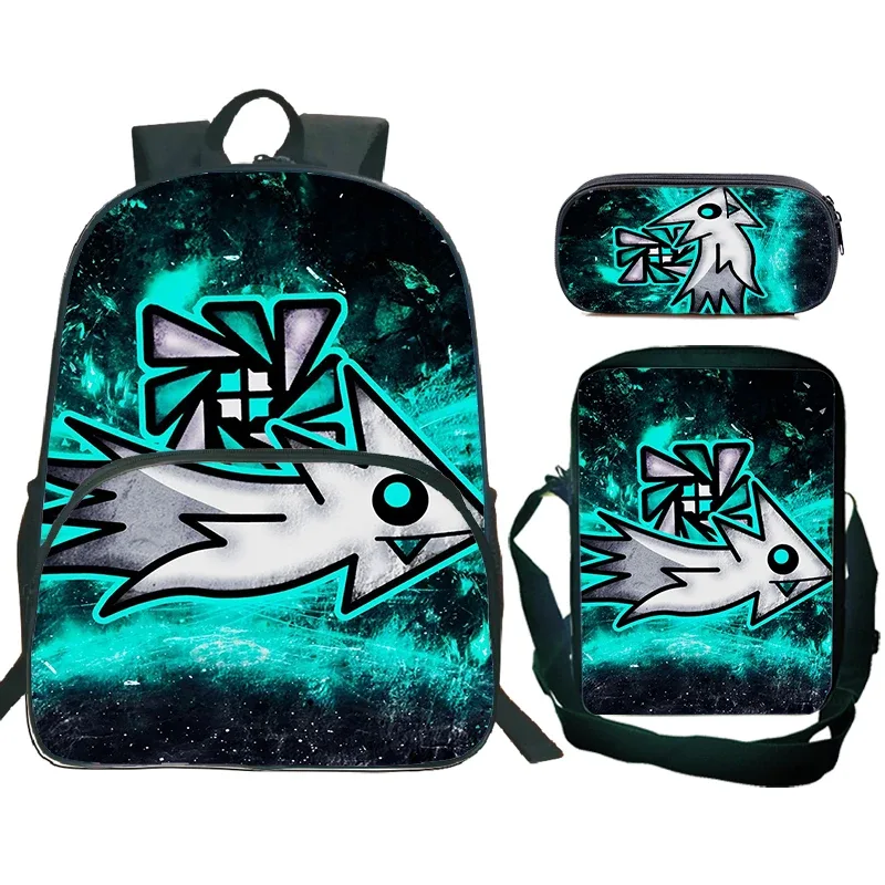 sac dos nylon design dessin animé motif geometry dash couleur multicolore format 20 35 litres usage école voyage