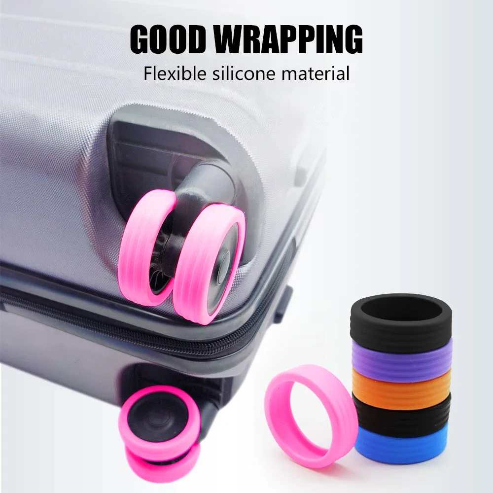 8 pièces silicone roue protecteur bagages roue housse de protection silencieux universel réduction du bruit main voyage bagages roues couverture