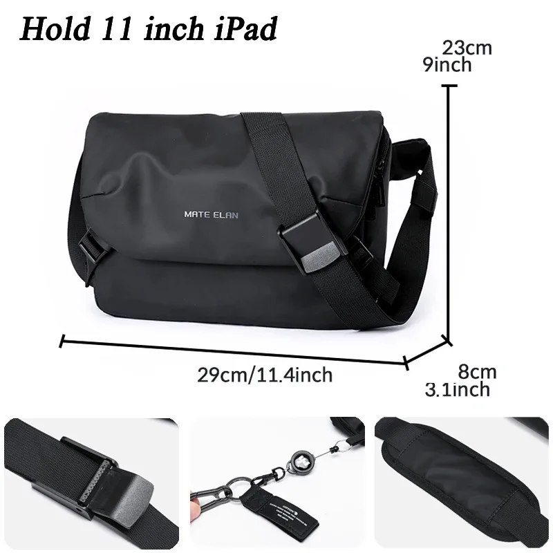 moyyi – sac messager à rabat pour ordinateur portable, sacoche de voyage étanche pour hommes, sac à bandoulière fin pour livre d'école