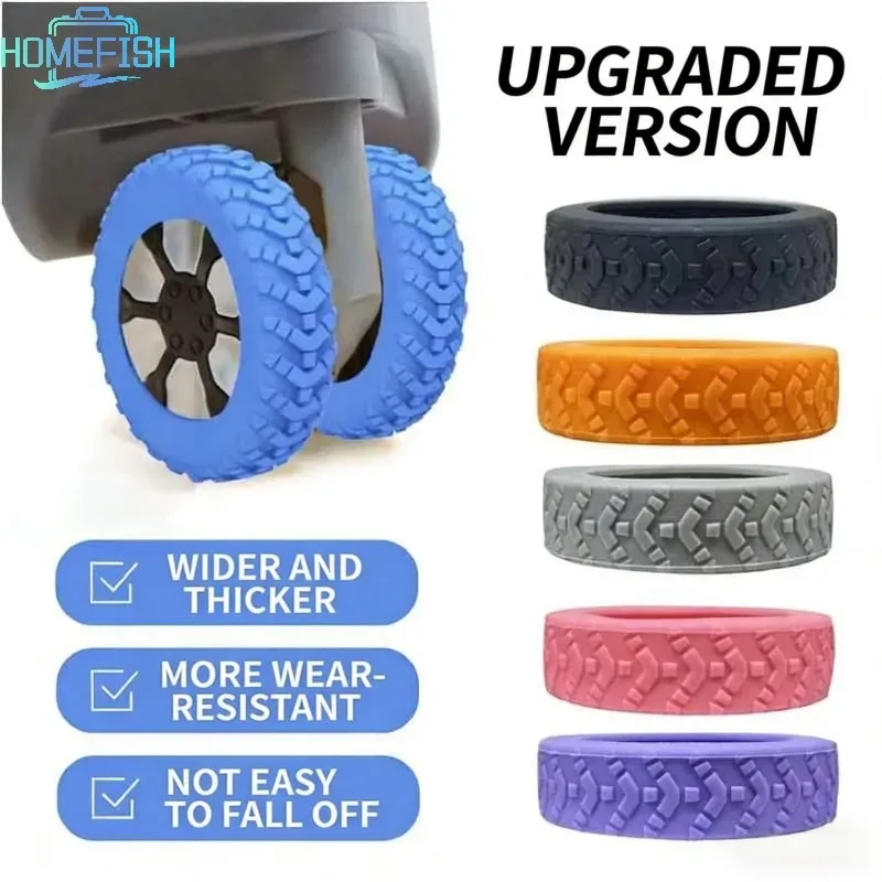 homefish 8 pièces roues de valise à bagages universelles en silicone résistant à l'usure chariots boîtier roulette pour valise