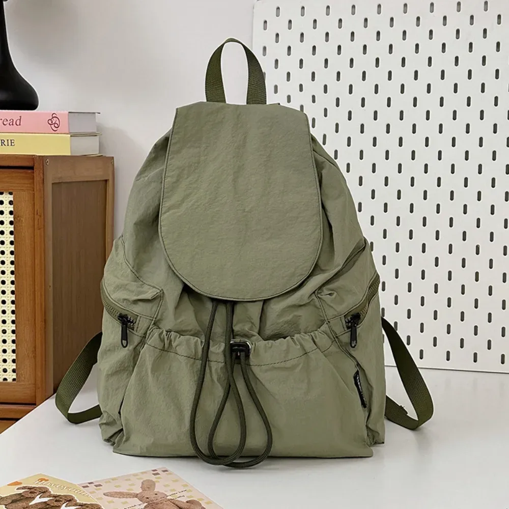 sac à dos de voyage léger et tendance, style coréen, imperméable, à cordon de serrage, grande capacité, en nylon, pour étudiants et adolescents