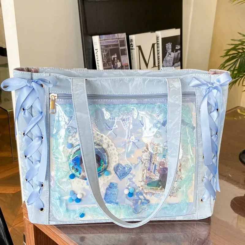 nouveau polyvalent mode ruban itabag grande capacité vert grand alimentaire anime millet sac quotidien une épaule sac fourre-tout