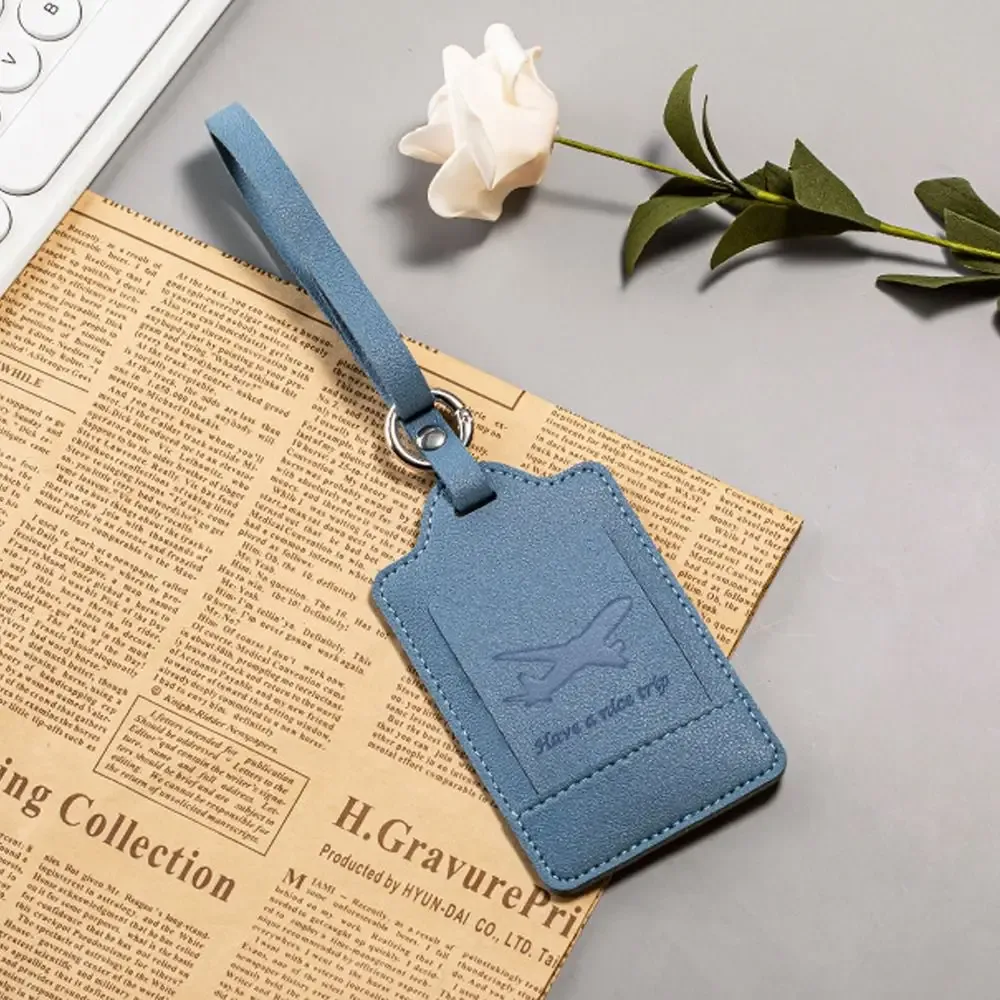 étiquettes de bagage portables en cuir pu, étiquette d'adresse de valise, étiquette de sac d'embarquement de bagages, anti-perte, accessoires de voyage