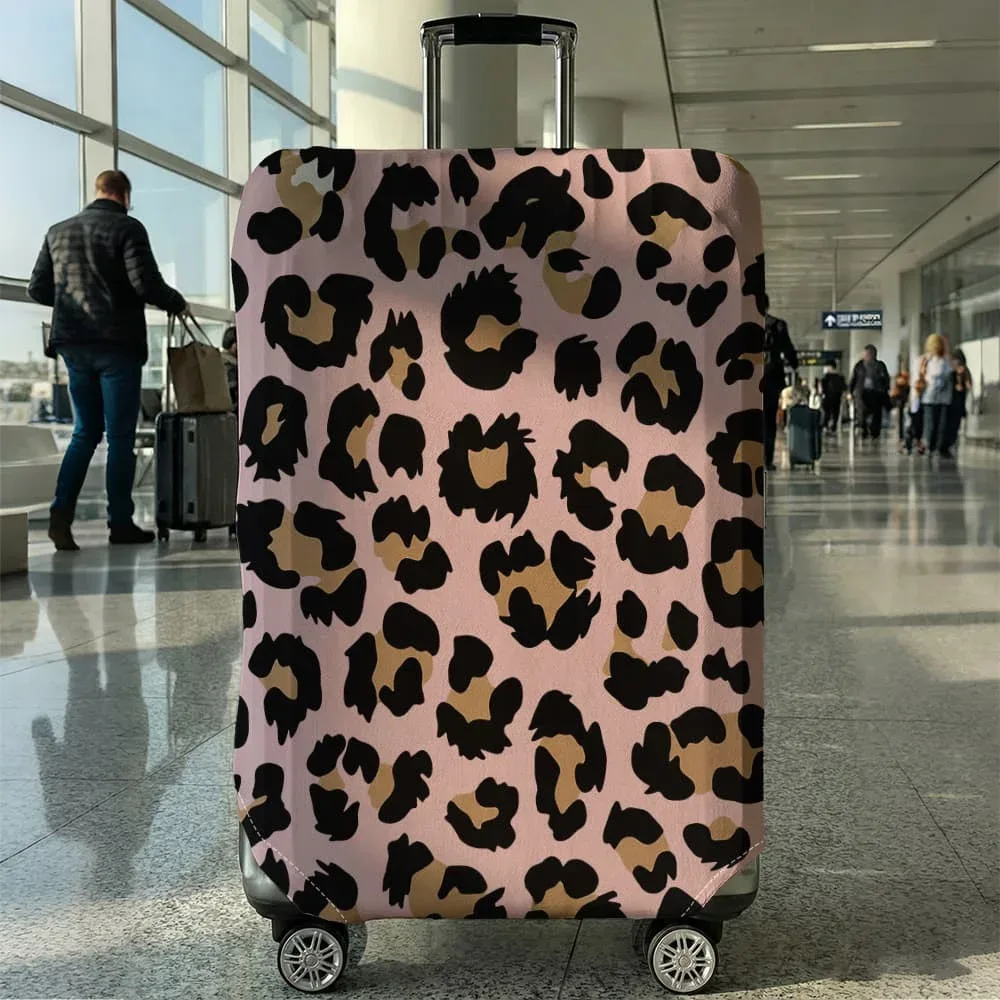 housse de valise beige à imprimé léopard, convient aux bagages de 18 à 32 pouces, protège-poignée de valise, accessoires de voyage