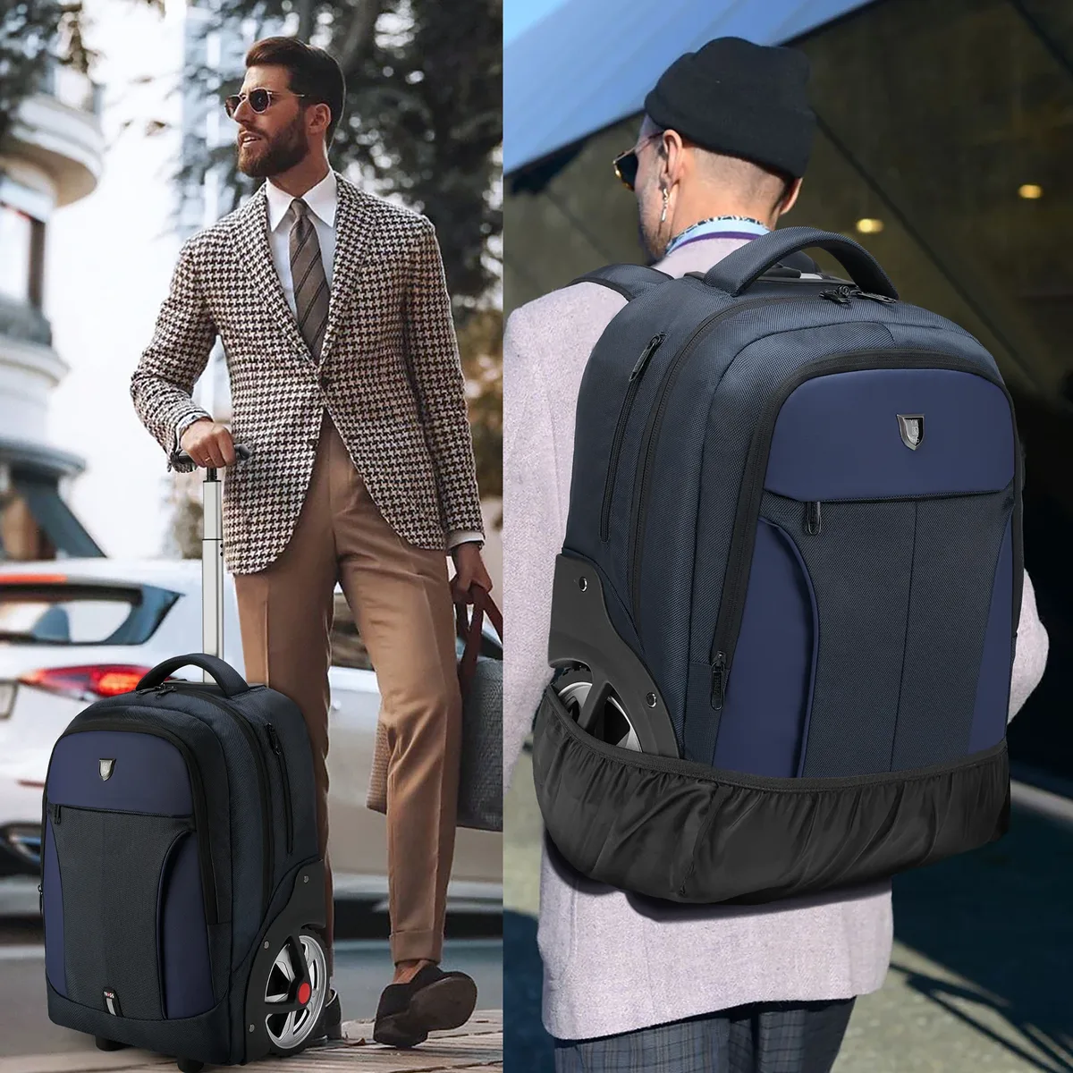 RUCYEN sac à dos à bagages roulant avec roues valises de voyage sacs à roulettes de grande capacité sac à dos multifonctionnel sacs pour ordinateur portable