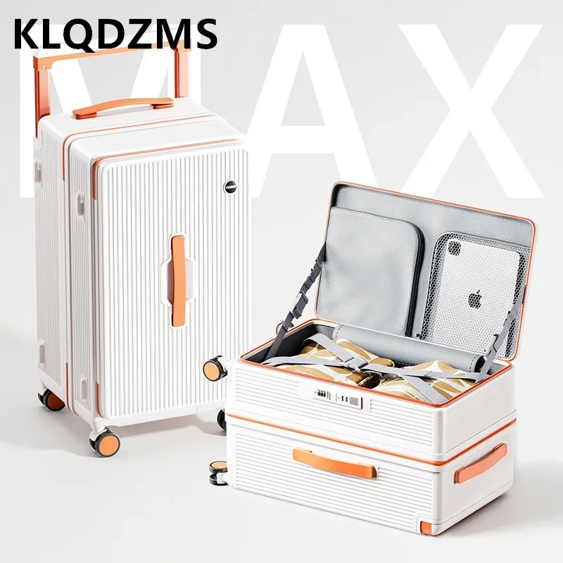 klqdzms valise à roulettes de 32 pouces, grande capacité, valise trolley de 20 pouces, boîte de transport pour ordinateur portable, sac à bagages avec mot de passe pour étudiant