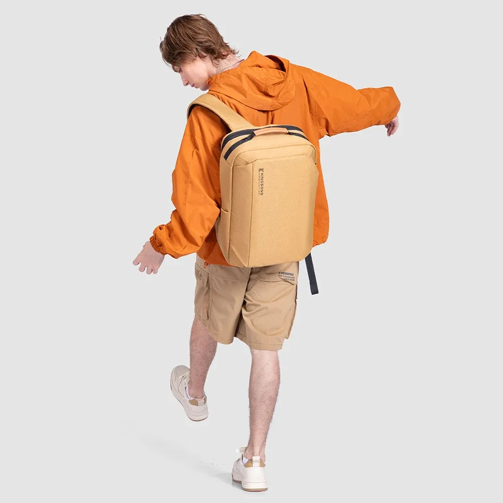 sac à dos pour ordinateur portable kingsons 23l en polyester recyclé pour hommes et femmes, sac à dos décontracté imperméable de 15,6 pouces, sac de transport léger