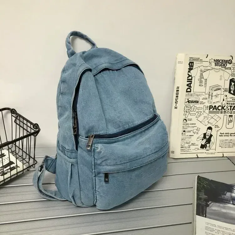 nouveau sac à dos en denim gris femmes loisirs voyage sortie sac à bandoulière femme mode cartables adapté aux garçons et aux filles mochila