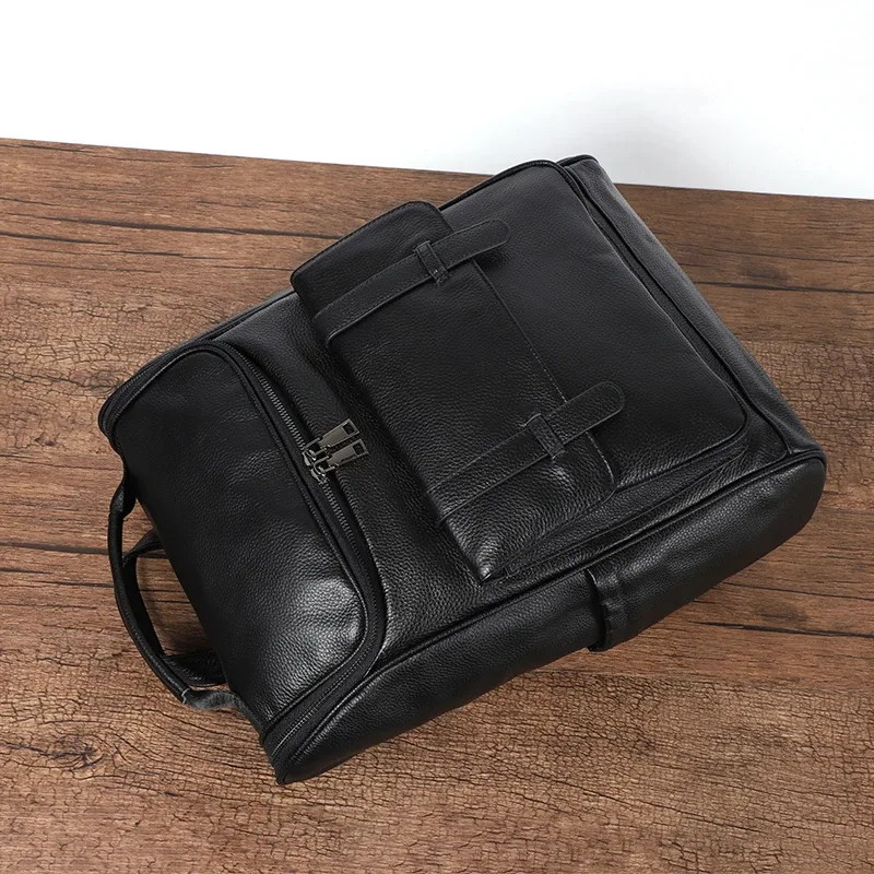 sac à dos en cuir véritable pour hommes, cartable de grande capacité pour garçons, sac pour ordinateur portable, sacs à dos de voyage en peau de vache, cartable étudiant, 100%