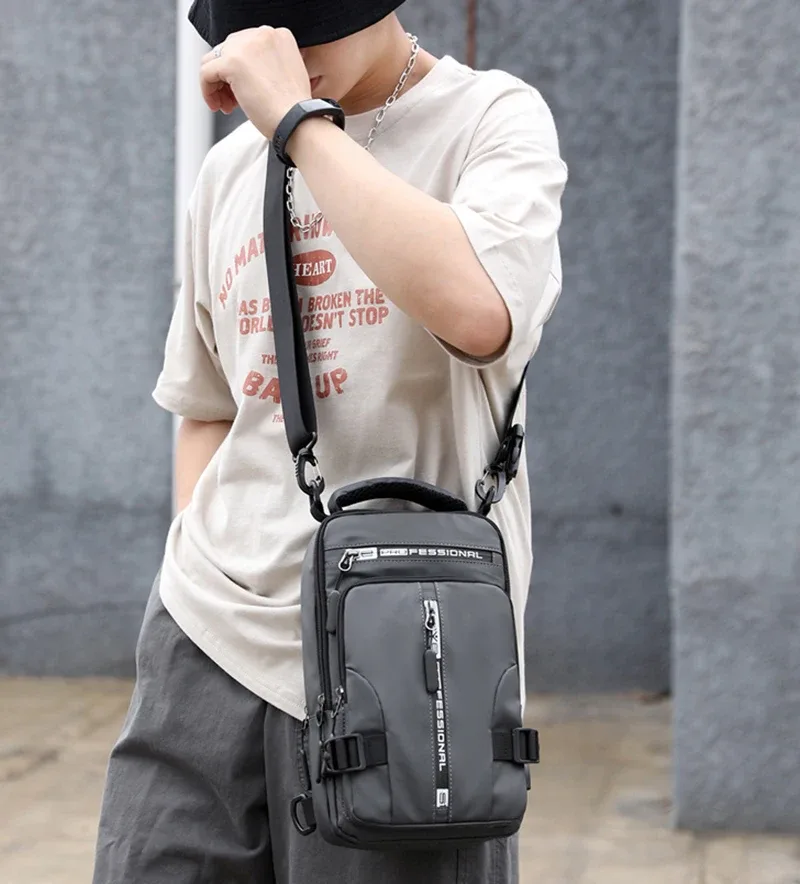 sac à bandoulière pour homme, sac porté en travers de la poitrine avec port de chargement usb, sac de voyage imperméable en nylon, sac messager polyvalent pour homme.
