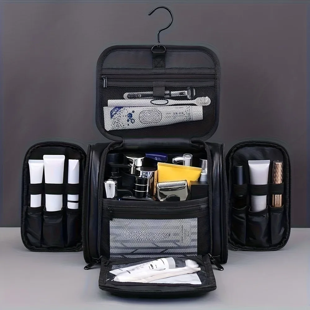 trousse de toilette de voyage unisexe grande capacité avec crochet, sac de rangement multi-compartiments, idéal pour les sorties quotidiennes, cadeau parfait pour hommes et femmes