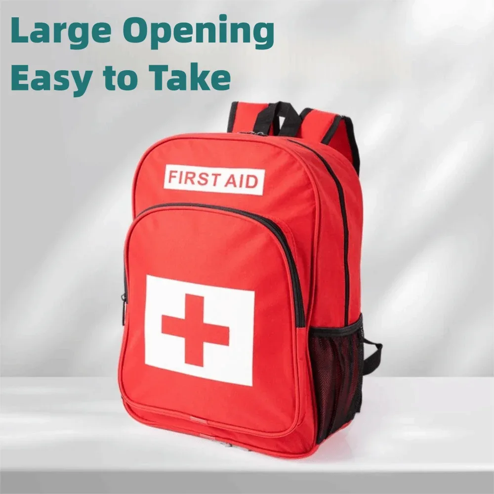 sac à dos d'urgence vide grande capacité anti-rayures pour secours extérieur, sacs de traumatologie multi-poches rouges pour premiers intervenants
