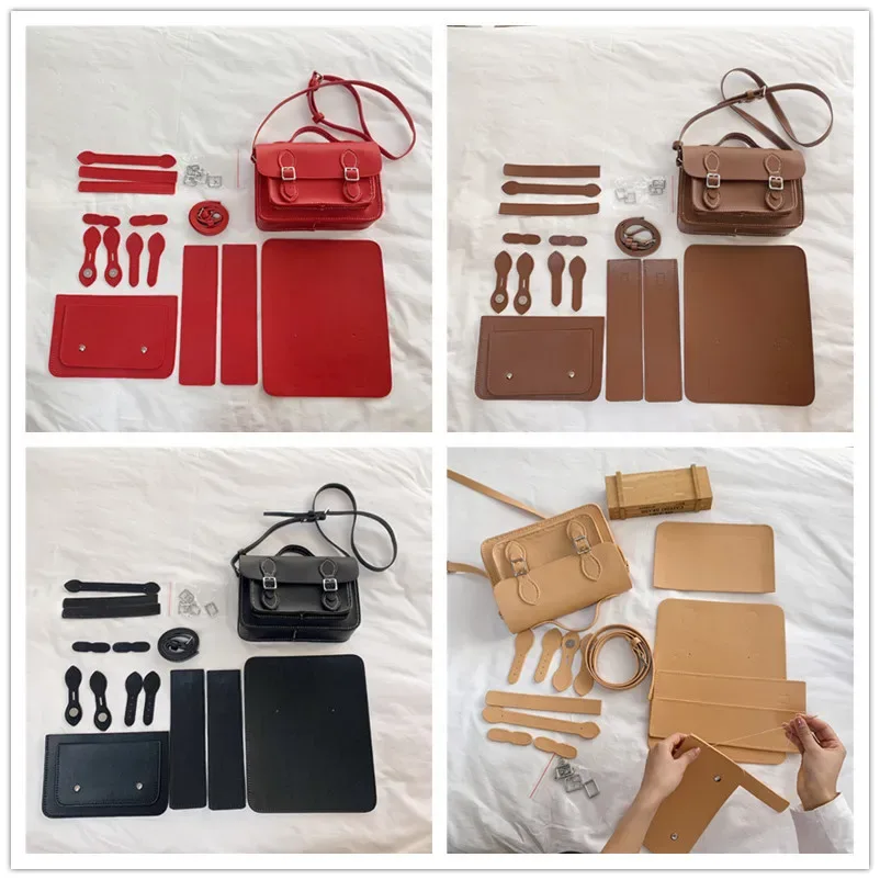 sac cambridge en cuir pu personnalisé, bricolage, couture à la main pour femmes, sac à bandoulière, kit semi-fini coloré