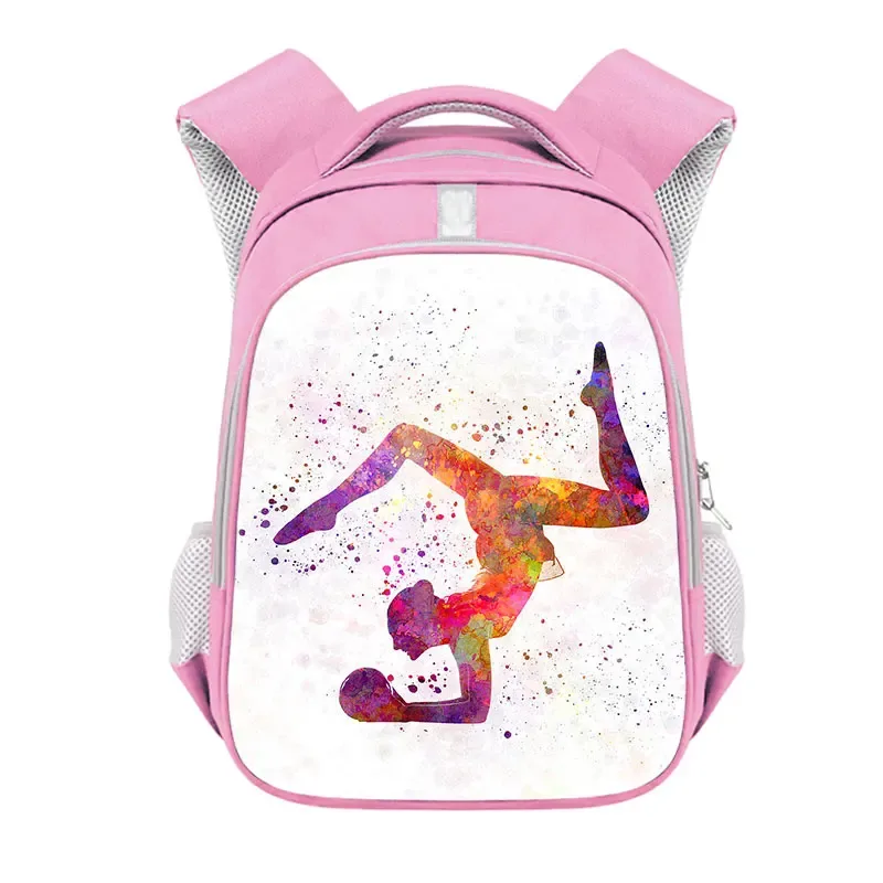 sac à dos imprimé de gymnastique rythmique pour filles, sac d'école de 13 à 16 pouces, sac de rangement de voyage de grande capacité, sac à dos d'athlète de danse
