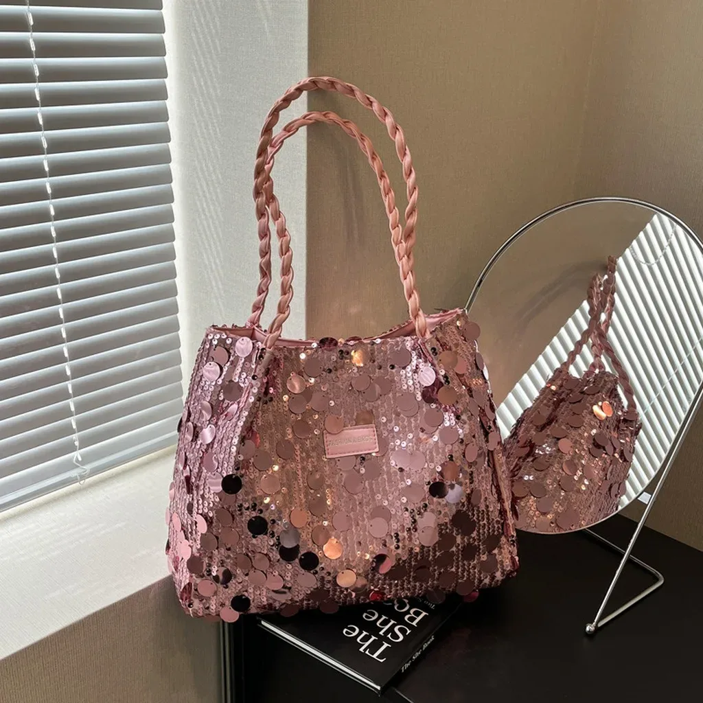 nouveau sac fourre-tout scintillant à paillettes pour femme, sac à bandoulière, sac à main pailleté grande capacité, pochette tendance pour soirées et sorties féminines